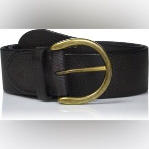 Frye Dark Brown Leather Belt with Gold Buckle. S